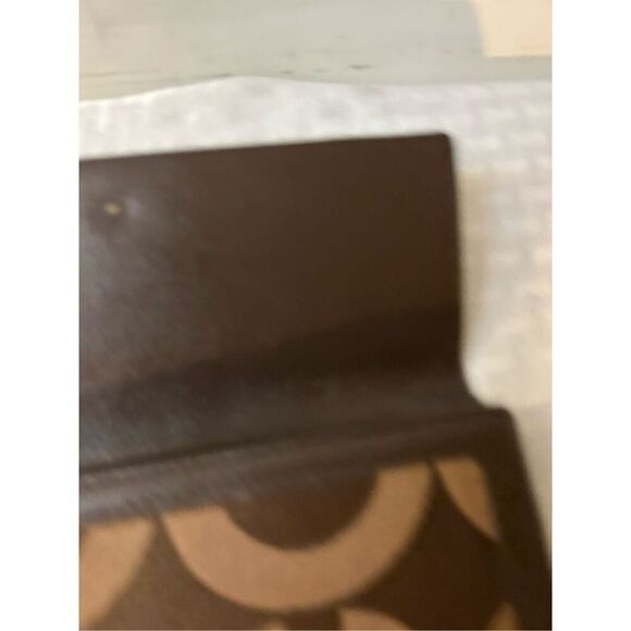 Coach wallet (snap missing) faux leather trifold brown signature 7.5"x4" - Picture 3 of 9